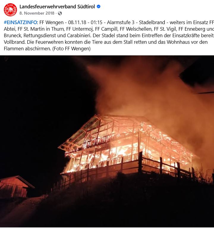 Stadelbrand in Südtirol: Ursachen und&nbsp;Brandschutz